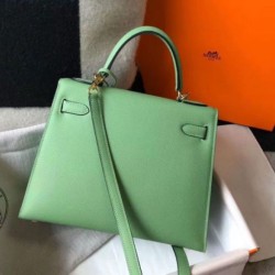 Hermes Kelly 25cm Sellier Borsa Vert Criquet Epsom