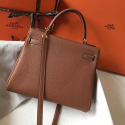 Hermes Kelly 28cm Retourne Borsa Gold Clemence