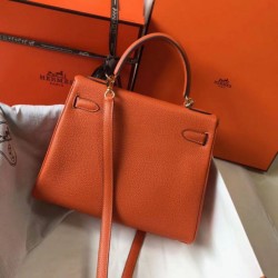 Hermes Kelly 28cm Retourne Borsa Orange Clemence