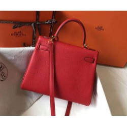 Borsa Hermes Kelly 28cm Retourne rossa Clemence