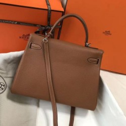 Hermes Kelly 32cm Retourne Borsa Oro Clemence
