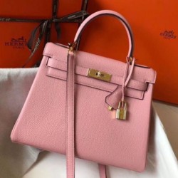 Hermes Kelly 32cm Retourne Borsa Rosa Clemence