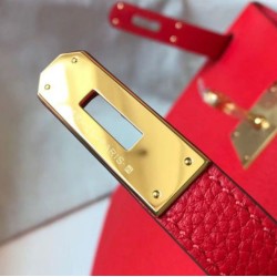 Hermes Kelly 32cm Retourne Borsa Rossa Clemence