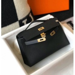 Hermes Kelly Pochette Borsa Nero Epsom Hermes Kelly Pochette Borsa Nero Epsom
