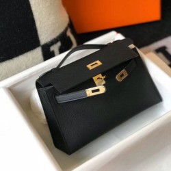 Hermes Kelly Pochette Borsa Nero Epsom