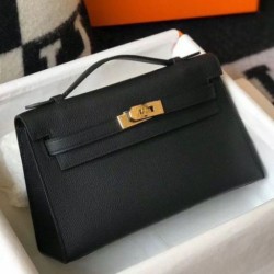 Hermes Kelly Pochette Borsa Nero Epsom
