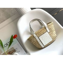 Loewe Piccolo Basket Borsa Raffia e vitello bianca Loewe Piccolo Basket Borsa Raffia e vitello bianca