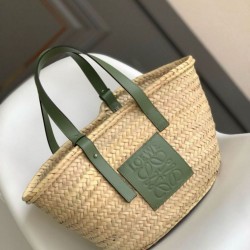 Loewe Medium Basket Borsa Raffia e vitello rosmarino