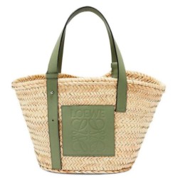Loewe Medium Basket Borsa Raffia e vitello rosmarino