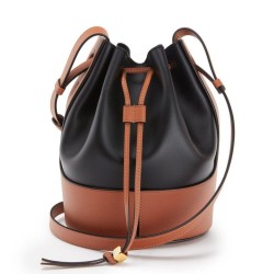 Loewe Piccolo Balloon Bucket Borsa Nero/Tan vitello