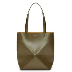 Loewe Puzzle Medium Fold Tote Borsa Dark Green Vitello