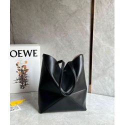 Loewe Puzzle Medium Fold Tote Borsa Nero Vitello Loewe Puzzle Medium Fold Tote Borsa Nero Vitello
