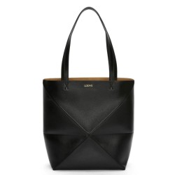 Loewe Puzzle Medium Fold Tote Borsa Nero Vitello