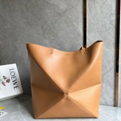 Loewe Grande Puzzle Fold Tote Borsa Tan Calfskin
