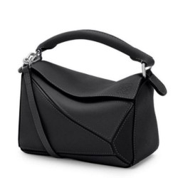 Loewe Mini Puzzle Borsa Nero Vitello