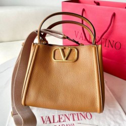 Valentino Alltime Medium Borsa Marrone vitello granata
