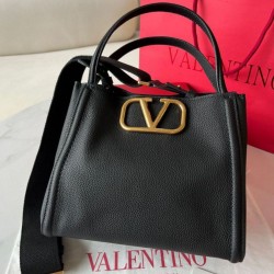 Valentino Alltime Medium Borsa Nero vitello granata