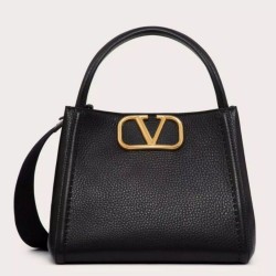 Valentino Alltime Medium Borsa Nero vitello granata