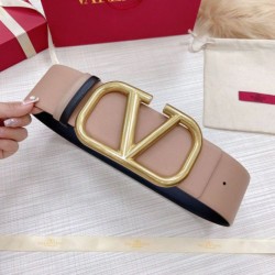Valentino VLogo Reversible Belt 70mm Beige and Nero Calfskin