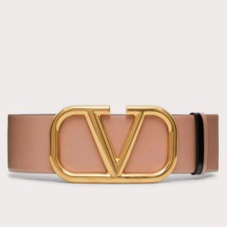Valentino VLogo Reversible Belt 70mm Beige and Nero Calfskin