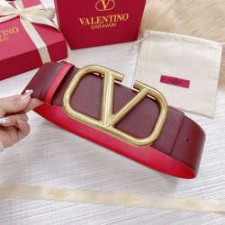 Valentino VLogo Reversible Belt 70mm Burgundy and Rosso Calfskin