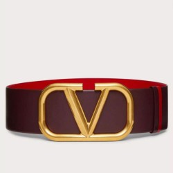Valentino VLogo Reversible Belt 70mm Burgundy and Rosso Calfskin