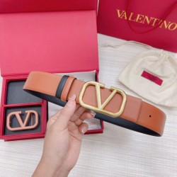 Valentino VLogo Cintura reversibile 40mm vitello marrone e nera