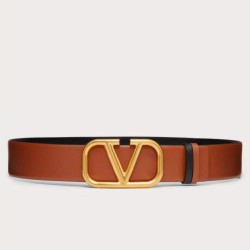 Valentino VLogo Cintura reversibile 40mm vitello marrone e nera