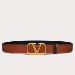 Valentino VLogo Reversibile Cintura 30mm Marrone e Nero Vitello
