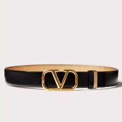 Valentino VLogo Cintura reversibile 30mm vitello nera e oro metallizzato