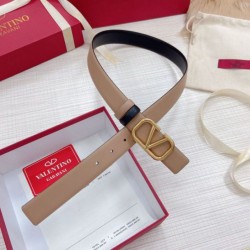 Valentino VLogo Cintura Reversibile 30mm Beige e Nero Vitello