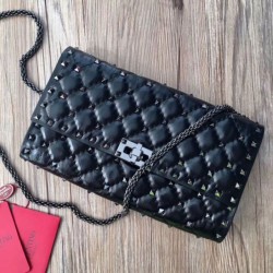 Valentino Rockstud Spike Chain Clutch Agnello Crespo
