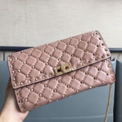 Valentino Rockstud Spike Chain Clutch Poudre Agnello