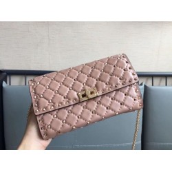 Valentino Rockstud Spike Chain Clutch Poudre Agnello
