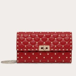 Valentino Rockstud Spike Chain Clutch Agnello Rossa