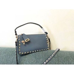 Valentino Rockstud Piccolo Crossbody Borsa Blu Vitello Granulato