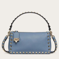 Valentino Rockstud Piccolo Crossbody Borsa Blu Vitello Granulato