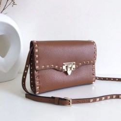 Valentino Rockstud Piccolo Crossbody Borsa Marrone Granulato