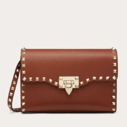 Valentino Rockstud Piccolo Crossbody Borsa Marrone Granulato
