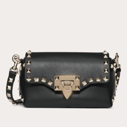 Valentino Mini Rockstud Crossbody Borsa Nero Vitello