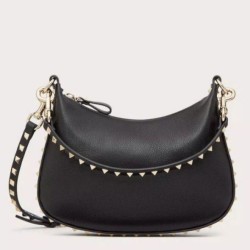 Valentino Rockstud Piccolo Hobo Borsa Nero vitello granata