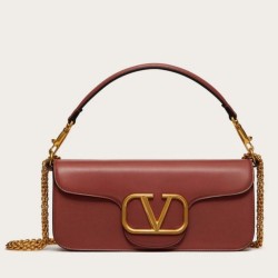 Valentino Loco Grande Borsa A Tracolla Marrone Vitello