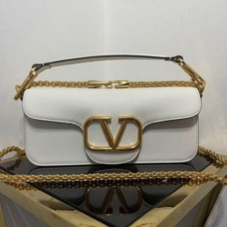 Valentino Loco Grande Borsa A Tracolla Bianco Vitello