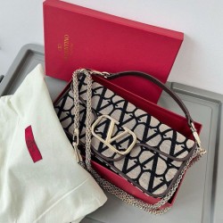 Valentino Grande Borsa a tracolla Loco Nero Toile Iconographe