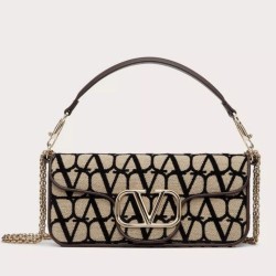 Valentino Grande Borsa a tracolla Loco Nero Toile Iconographe