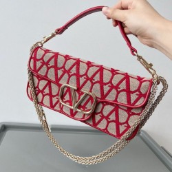 Valentino Grande Borsa a tracolla Loco Rosso Toile Iconographe