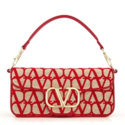 Valentino Grande Borsa a tracolla Loco Rosso Toile Iconographe