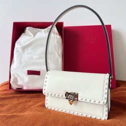 Valentino Rockstud23 Borsa a tracolla vitello bianca