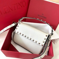 Valentino Rockstud Pouch Borsa Bianco Granulato