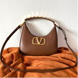 Valentino Stud Sign Hobo Borsa Marrone Scuro
